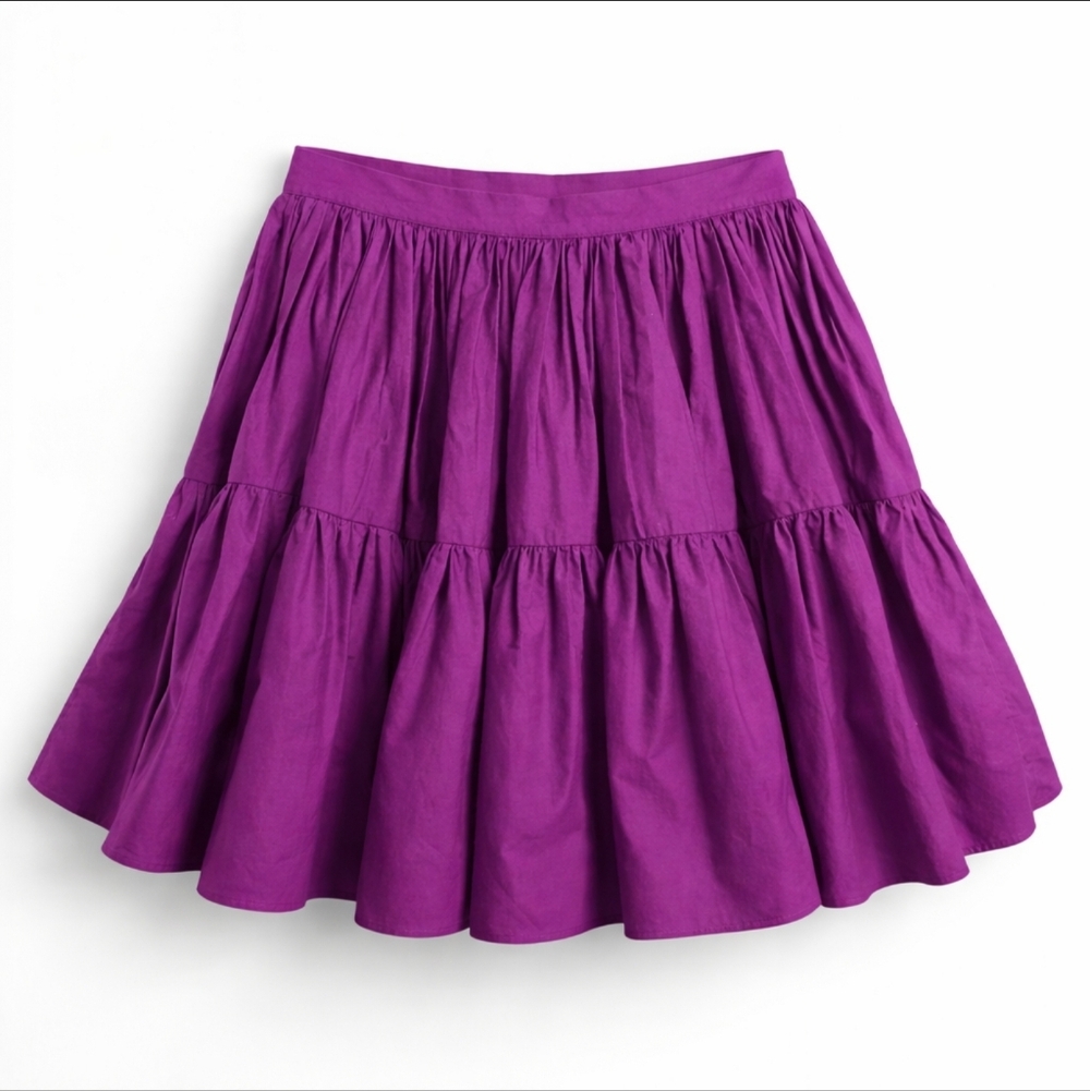 Juicy Couture Summer Mini Skirt Purple Full Circle Tiered Cotton Women Size 4